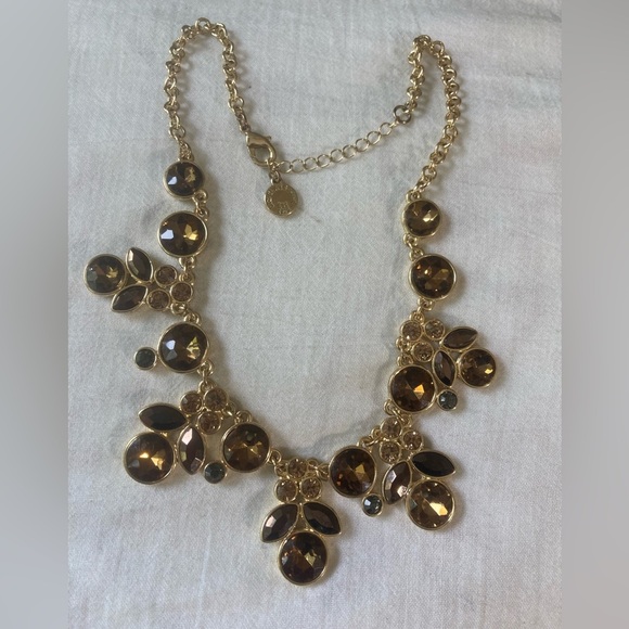 Liz Claiborne‎ Smoky Stones Jeweled Bib Statement Necklace - Picture 1 of 7